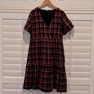 Madewell Plaid V-Neck Mini Dress